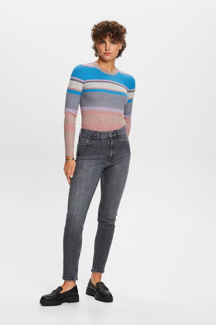Sweter z prążkowanej dzianiny, LENZING™ ECOVERO™, BLUE, detail image number 4