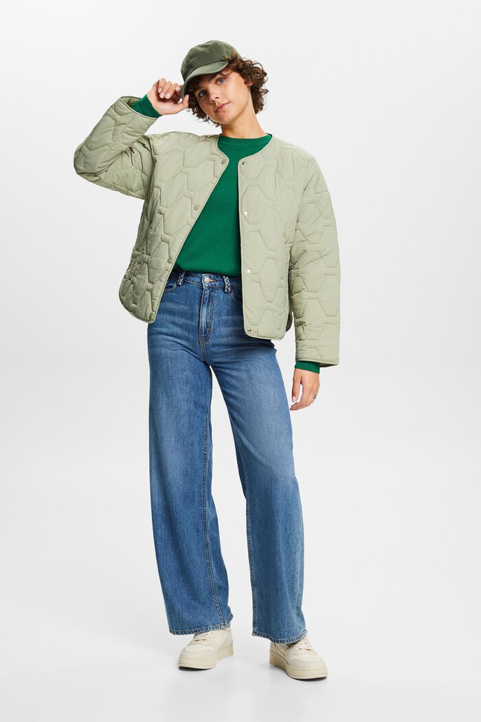 Sweter oversize, 100% bawełny, DARK GREEN, detail image number 1