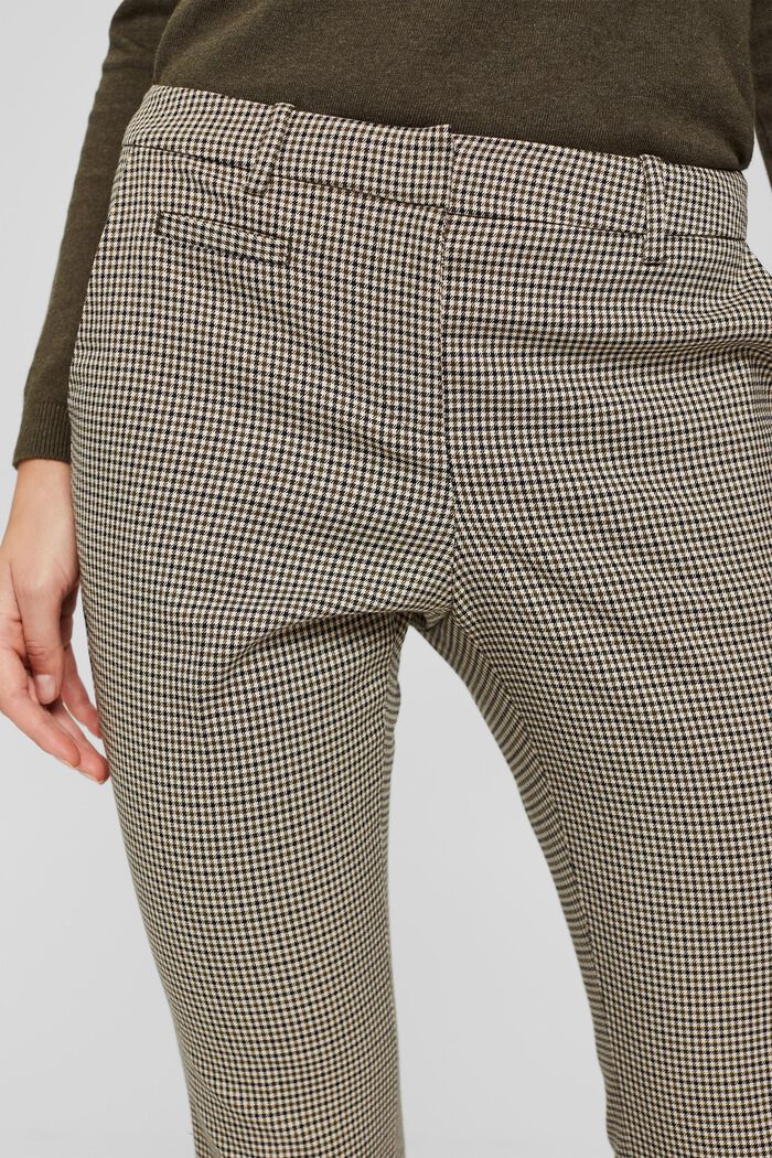 Skrócone spodnie w pepitkę z modnie rozszerzaną nogawką, DARK KHAKI, detail image number 2