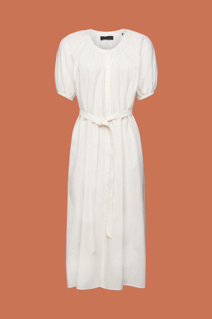 Sukienka midi z paskiem, mieszanka bawełniana, WHITE, detail image number 5