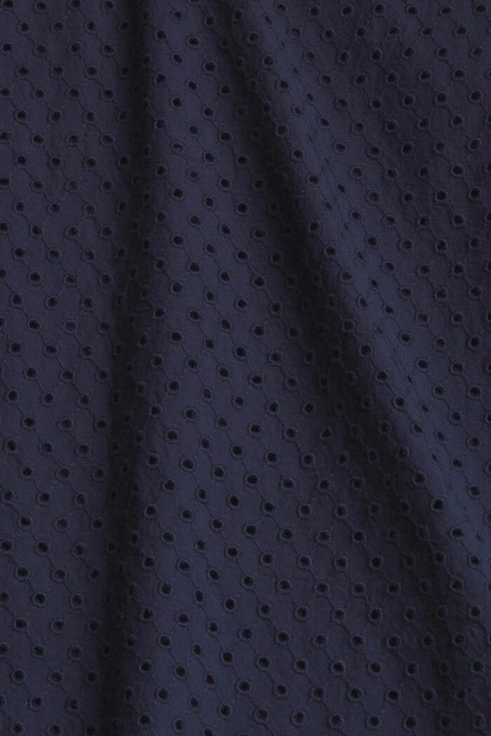 T-shirt z ażurowym haftem, bawełna ekologiczna, NAVY, detail image number 4