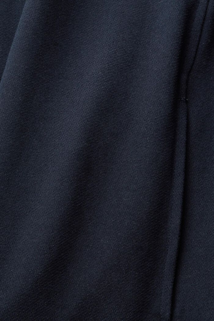 Sweter z zamkiem pod szyją z bawełnianej dzianiny dresowej, NAVY, detail image number 4