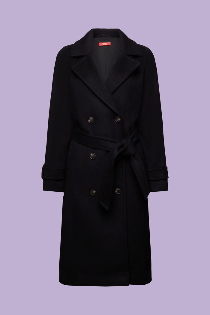 Dwurzędowy płaszcz z wełny i kaszmiru, BLACK, detail image number 6