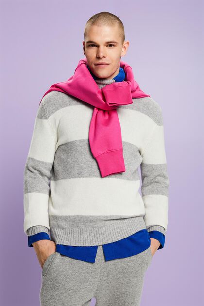 Kaszmirowy sweter z półgolfem w paski