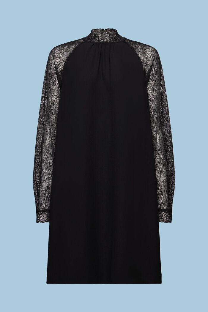 Sukienka mini z koronką, BLACK, detail image number 7