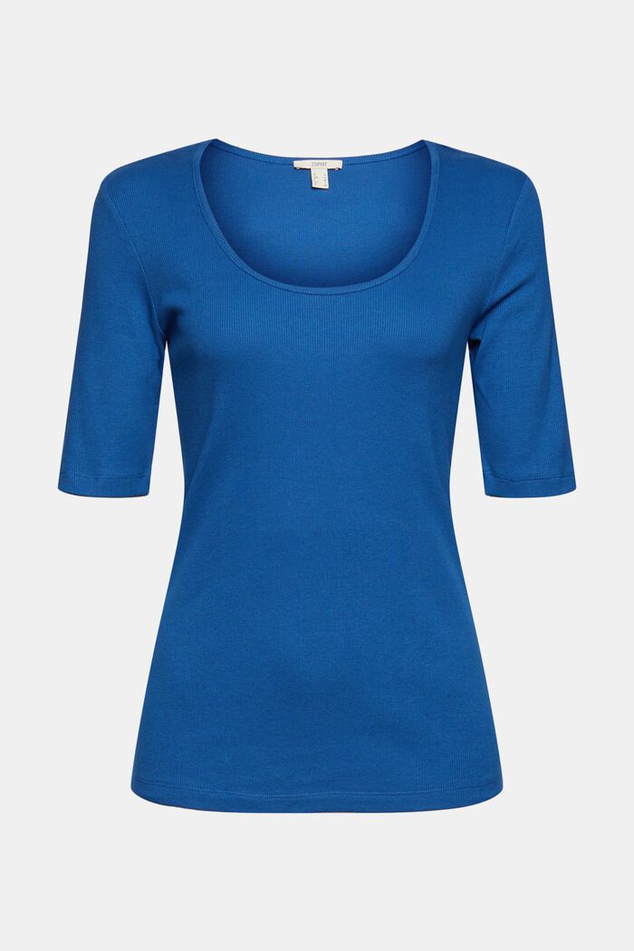 Delikatnie prążkowany T-shirt, mieszanka bawełniana, BRIGHT BLUE, detail image number 2