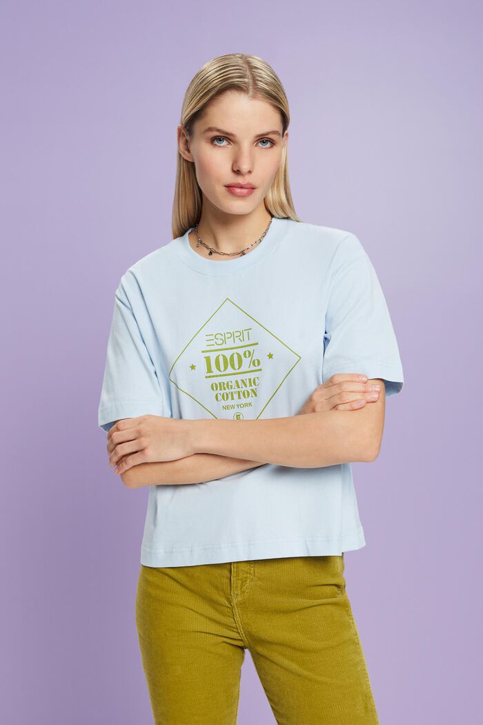T-shirt z nadrukiem z bawełny organicznej, PASTEL BLUE, detail image number 5