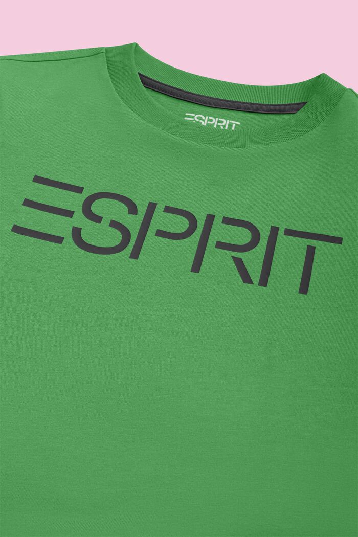 T-shirt z logo z bawełny organicznej, GREEN, detail image number 1