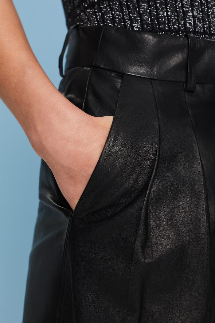Skórzane spodnie z szerokimi nogawkami, BLACK, detail image number 2