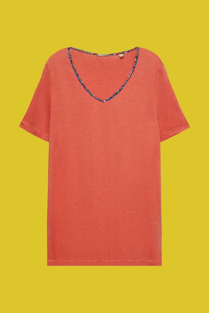 T-shirt z kwiatową lamówką, TENCEL™, fason CURVY