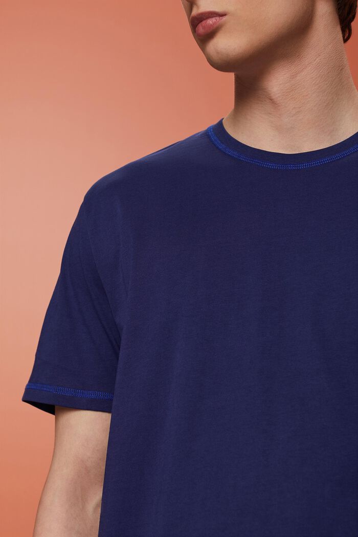 Dżersejowy T-shirt z kontrastowymi szwami, DARK BLUE, detail image number 2