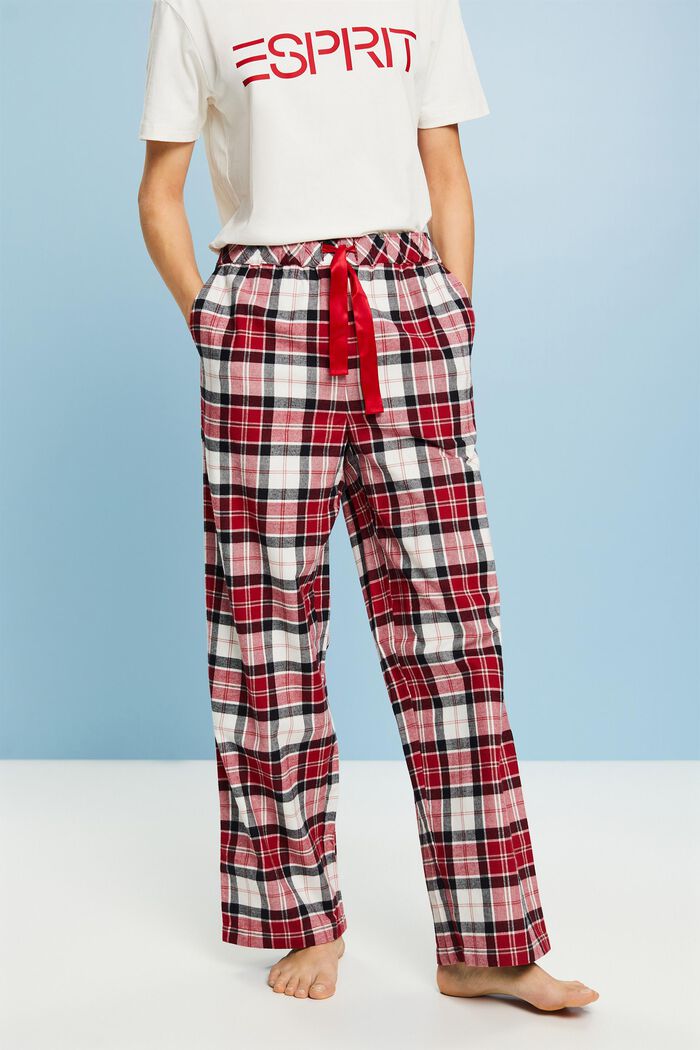 Flanelowe spodnie od piżamy w kratkę, NEW RED, detail image number 0