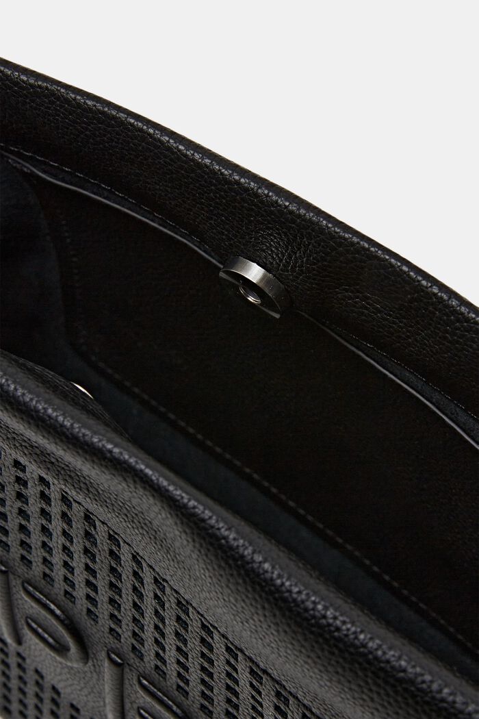 Torebka skórzana z wytłoczonym logo, BLACK, detail image number 3