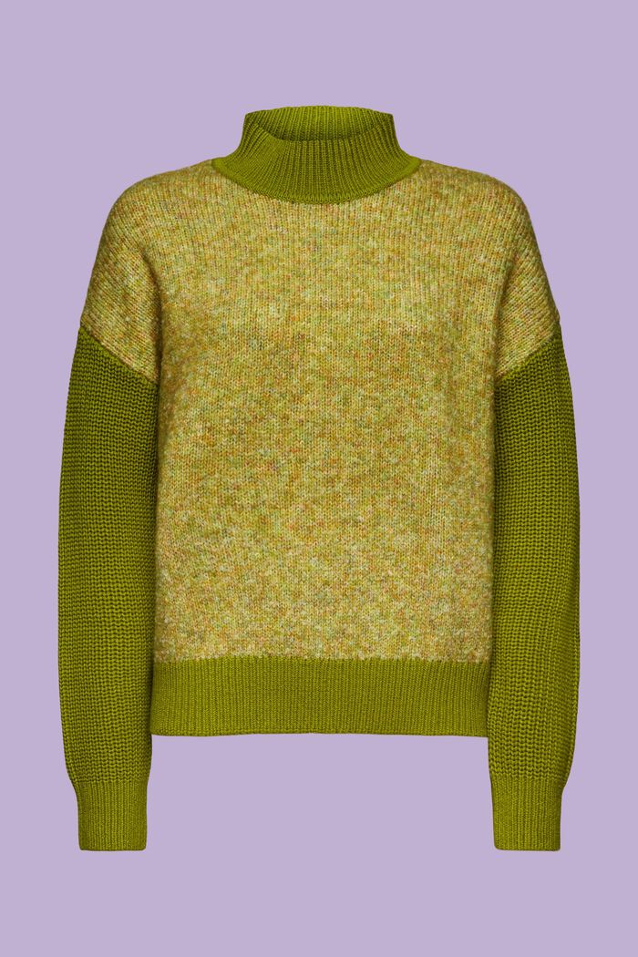 Melanżowy sweter z półgolfem, LEAF GREEN, detail image number 6