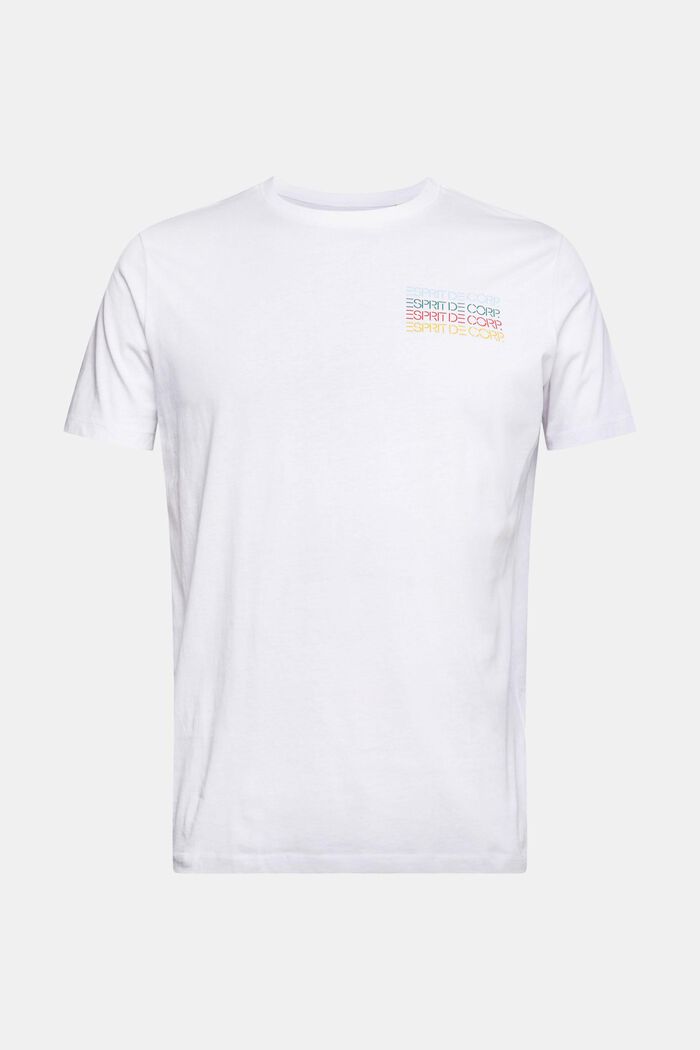 T-shirt z jerseyu z kolorowym nadrukiem z logo, WHITE, overview