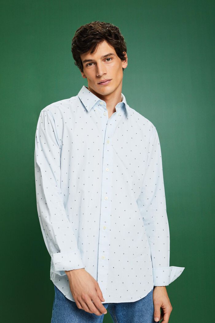 Koszula z bawełny z haftem, fason slim fit, PASTEL BLUE, detail image number 0