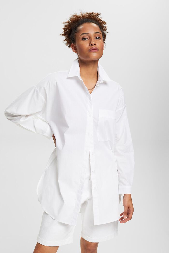 Bluzka koszulowa oversize, WHITE, detail image number 1