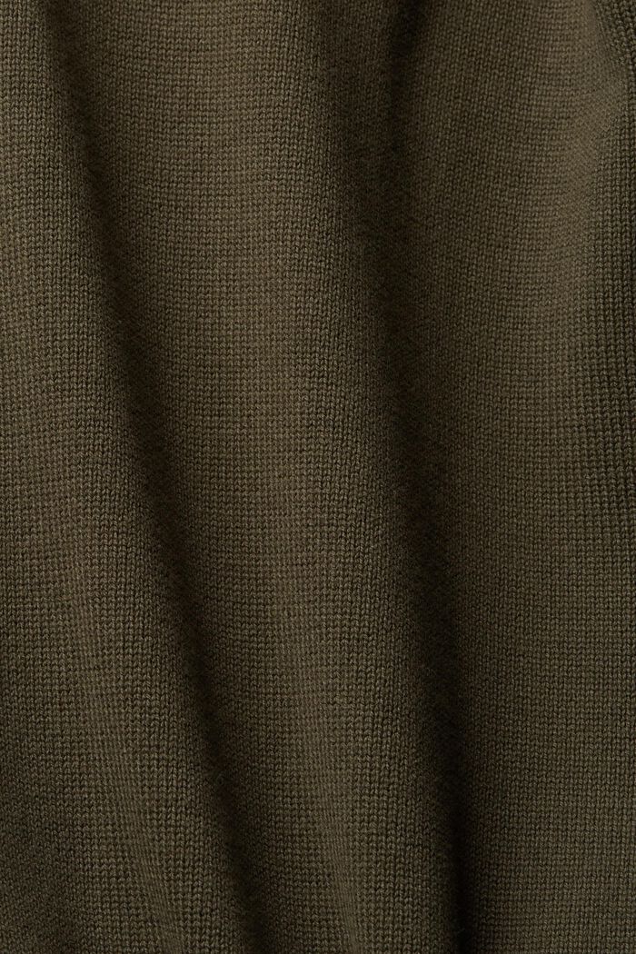 Dzianinowy sweter z dekoltem w serek, DARK KHAKI, detail image number 6