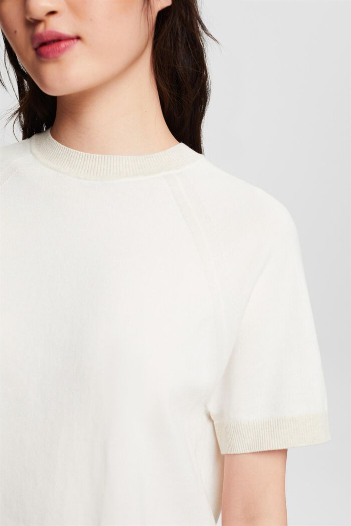 Dwukolorowy sweter z krótkim rękawem, OFF WHITE, detail image number 3