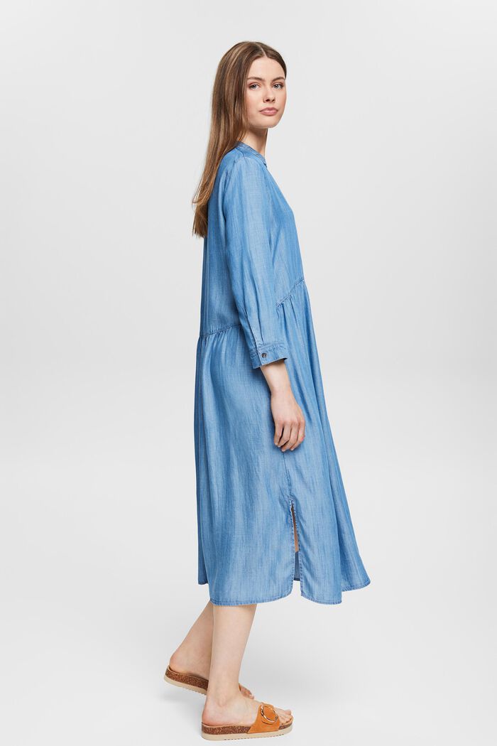 Z włókna TENCEL™: sukienka midi w dżinsowym stylu, BLUE MEDIUM WASHED, detail image number 4