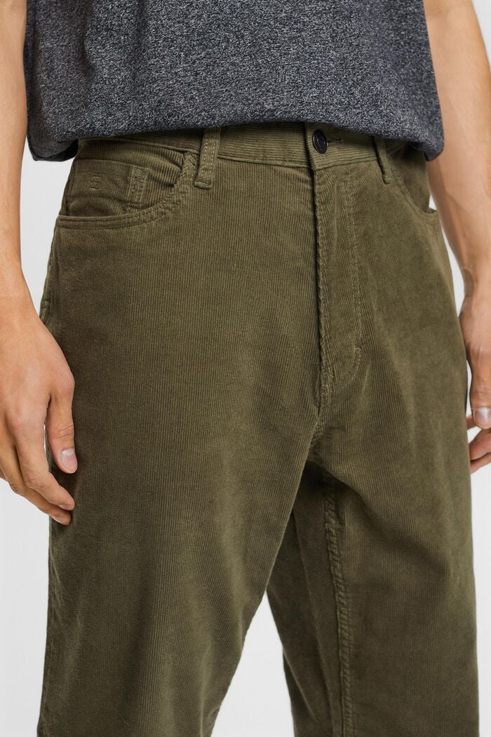 Sztruksowe spodnie, straight fit, KHAKI GREEN, detail image number 1