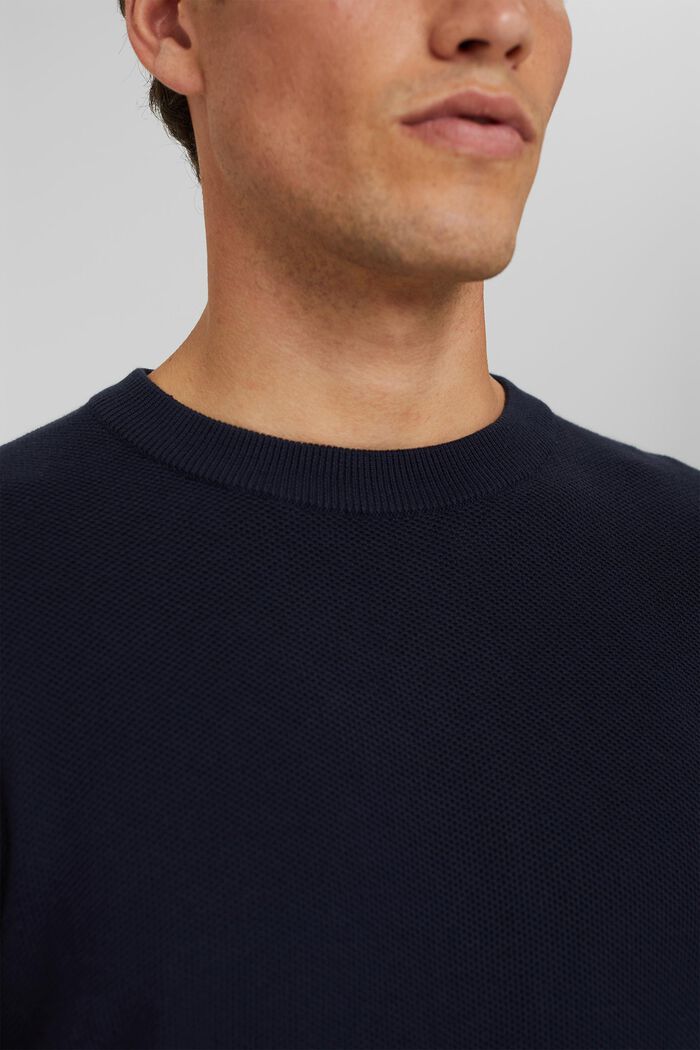 Sweter z fakturą, 100% bawełny ekologicznej, NAVY, detail image number 2