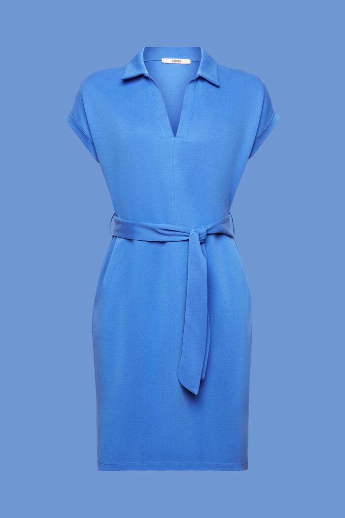 Dzianinowa sukienka z wiązanym paskiem, TENCEL™, BRIGHT BLUE, detail image number 6