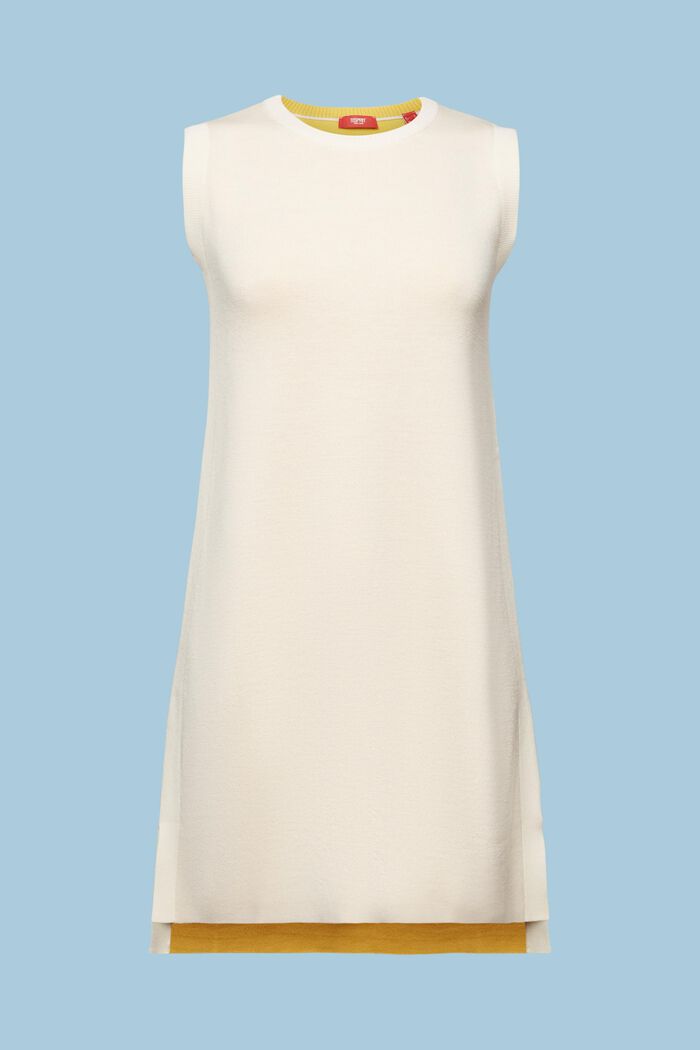 Sukienka mini bez rękawów z mieszanki wełnianej, CREAM BEIGE, detail image number 7