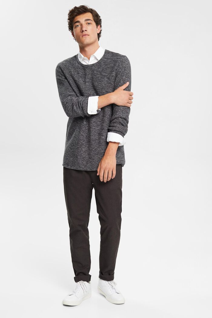 Sweter z melanżowej dzianiny, BLACK, detail image number 1