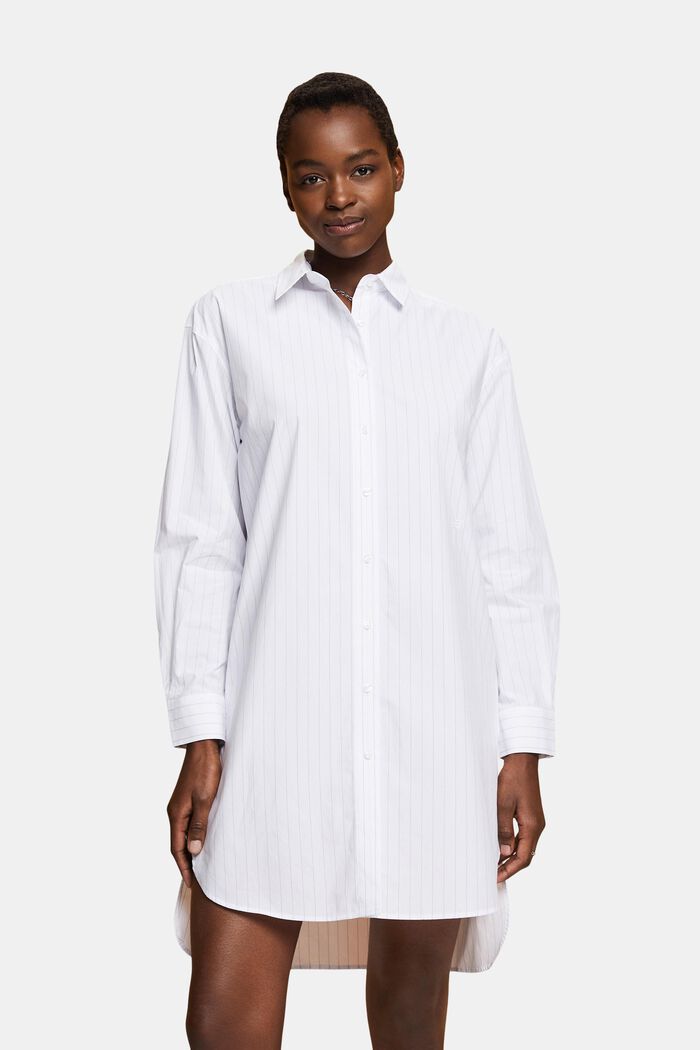Koszulowa sukienka w paski, 100% bawełny, WHITE, detail image number 0