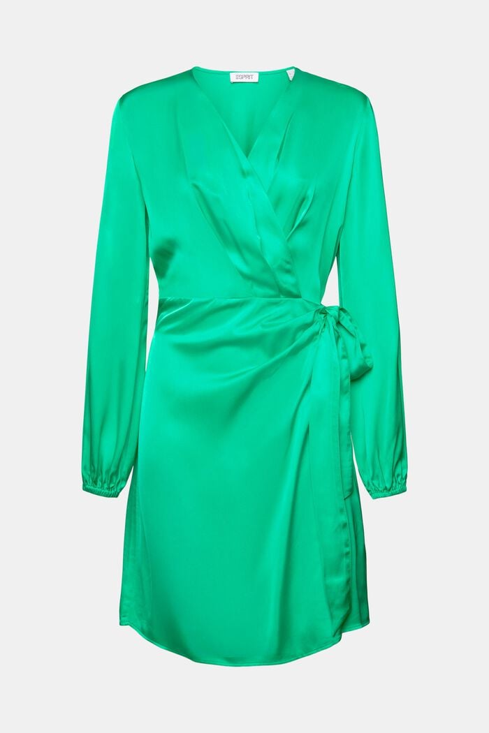 Kopertowa sukienka mini z satyny, GREEN, detail image number 5
