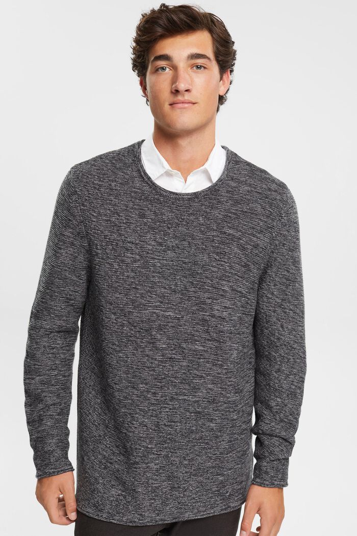 Sweter z melanżowej dzianiny, BLACK, detail image number 0