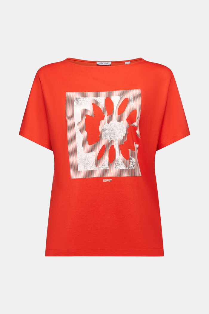 Dżersejowy T-shirt z nadrukiem z przodu, RED, detail image number 5