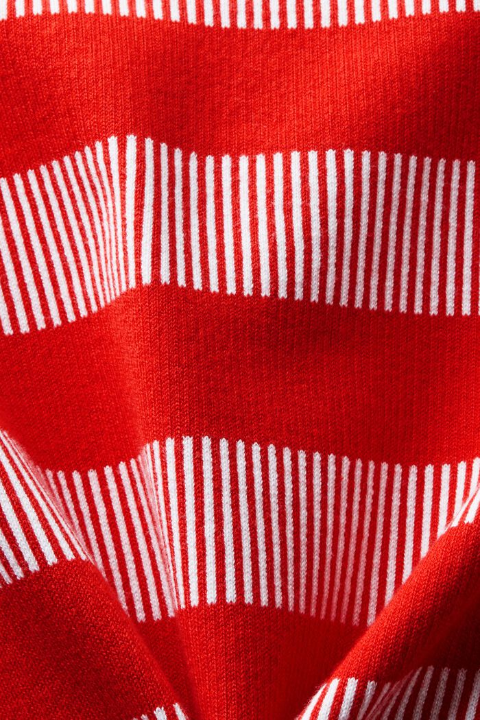Żakardowy sweter z okrągłym dekoltem w paski, RED, detail image number 5