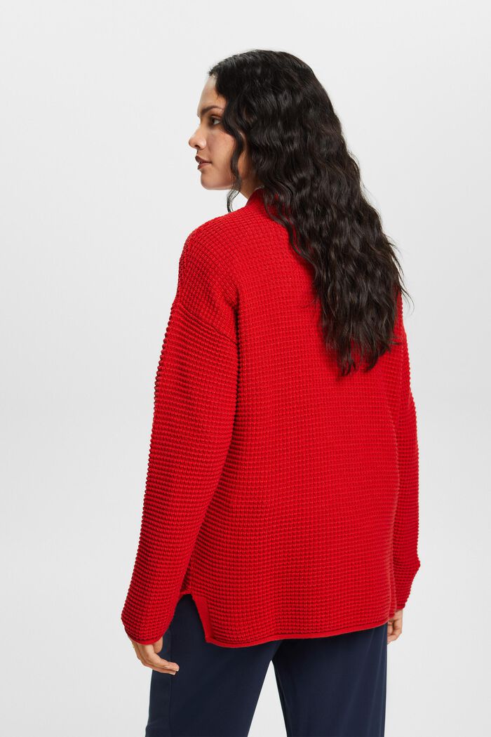 Sweter z fakturalnej dzianiny, DARK RED, detail image number 3