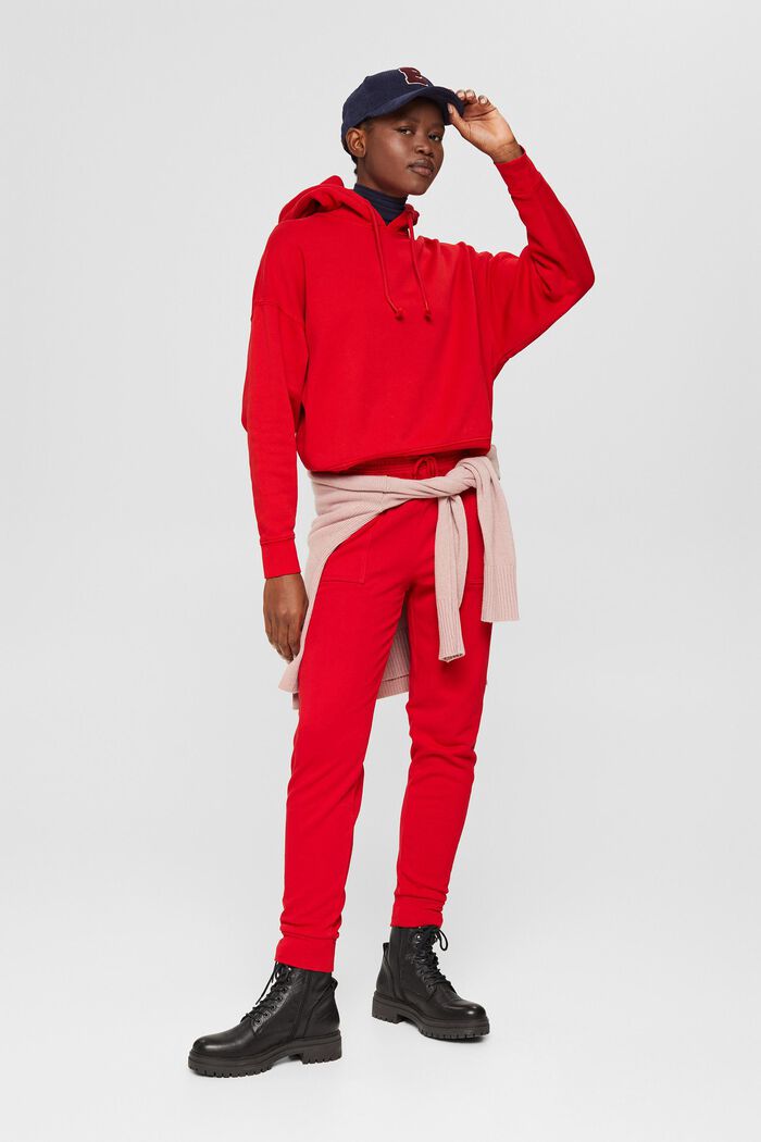 Wygodna bluza z kapturem i logo, 100% bawełny ekologicznej, RED, overview