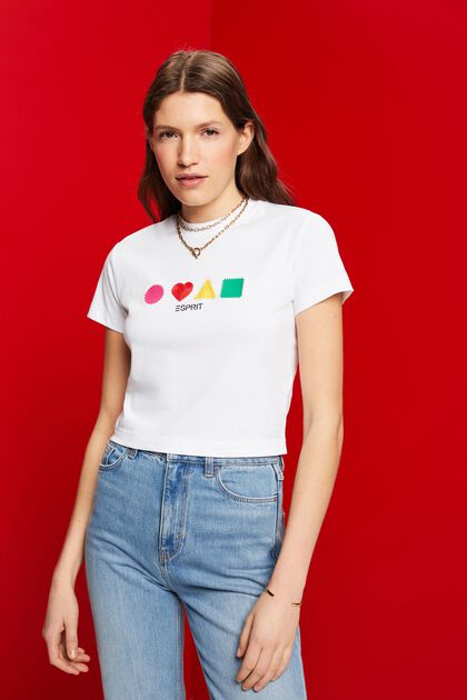 T-shirt z bawełny organicznej w geometryczny wzór