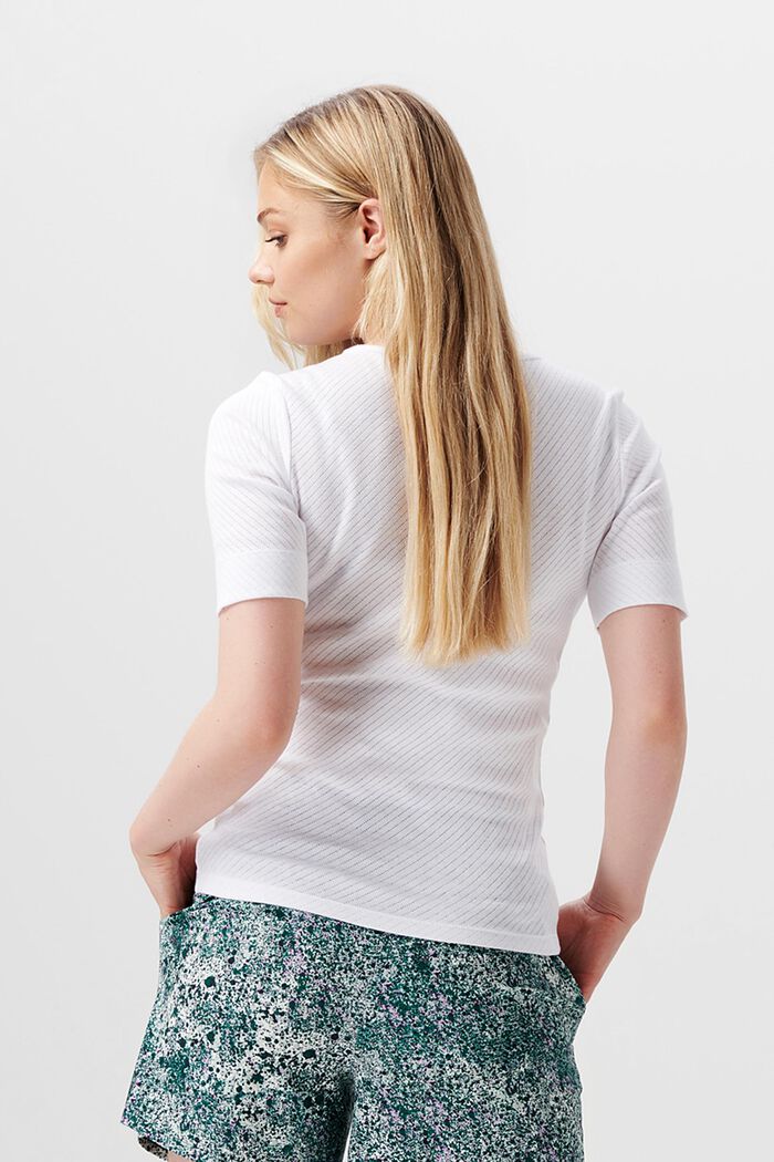 T-shirt z wzorem pointelle, bawełna organiczna, BRIGHT WHITE, detail image number 1