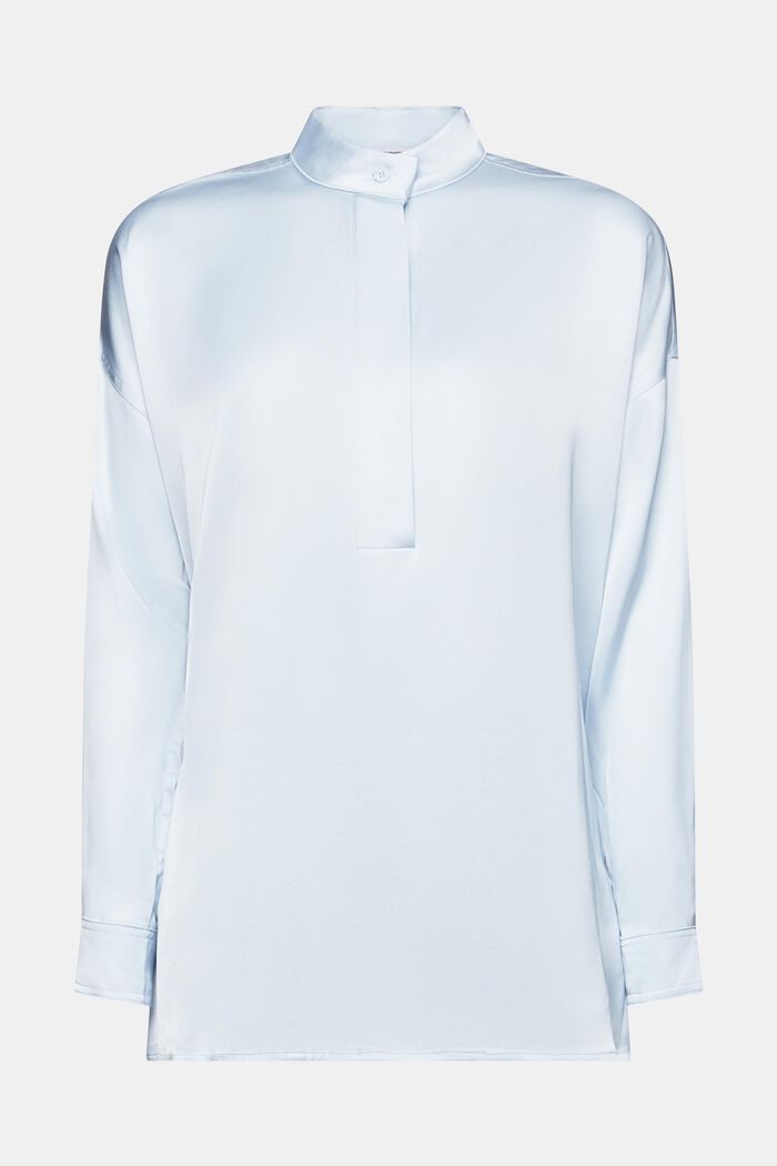 Satynowa bluzka ze stójką, LIGHT BLUE, detail image number 5