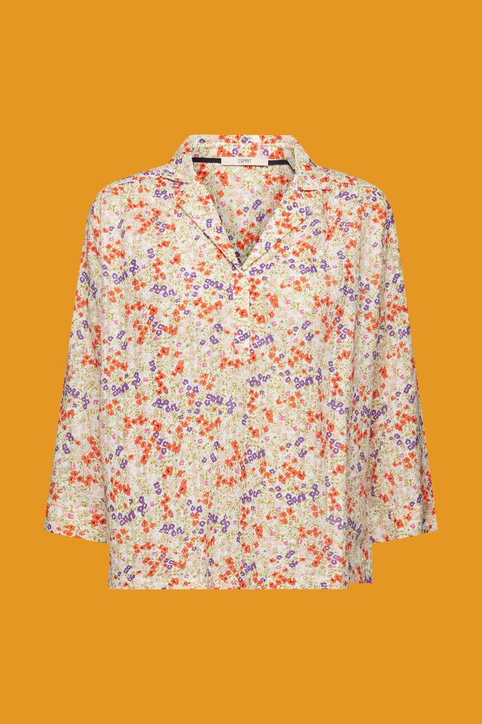 Bluzka z bawełny z kwiatowym nadrukiem, OFF WHITE, detail image number 5
