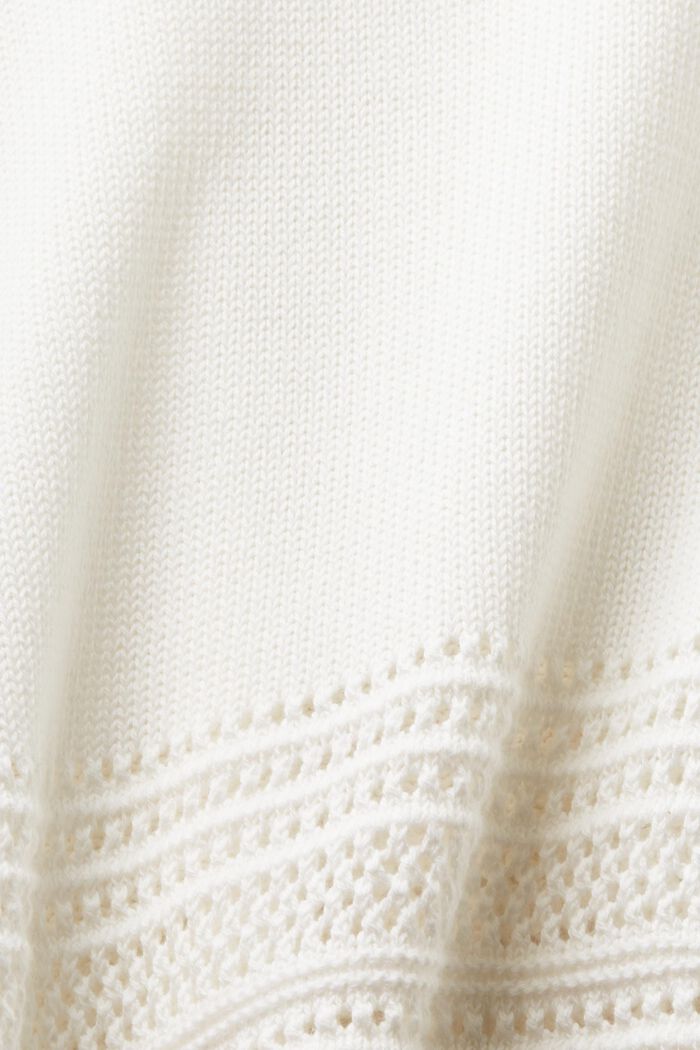 Ażurowy sweter z okrągłym dekoltem, OFF WHITE, detail image number 5