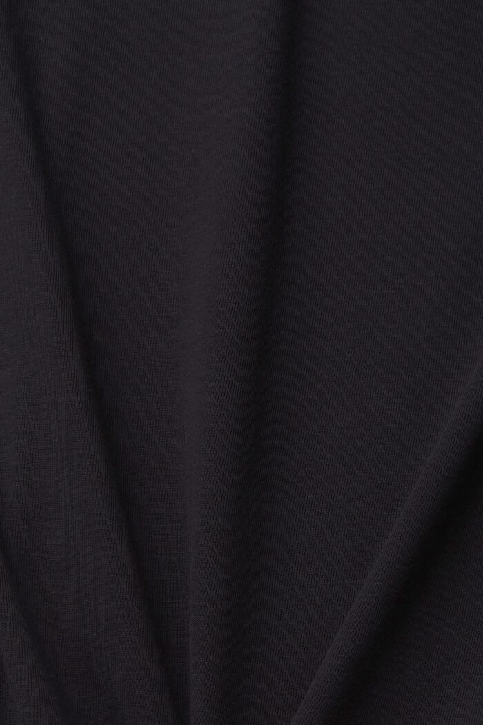 Bawełniany T-shirt z podwiniętymi rękawami, BLACK, detail image number 5