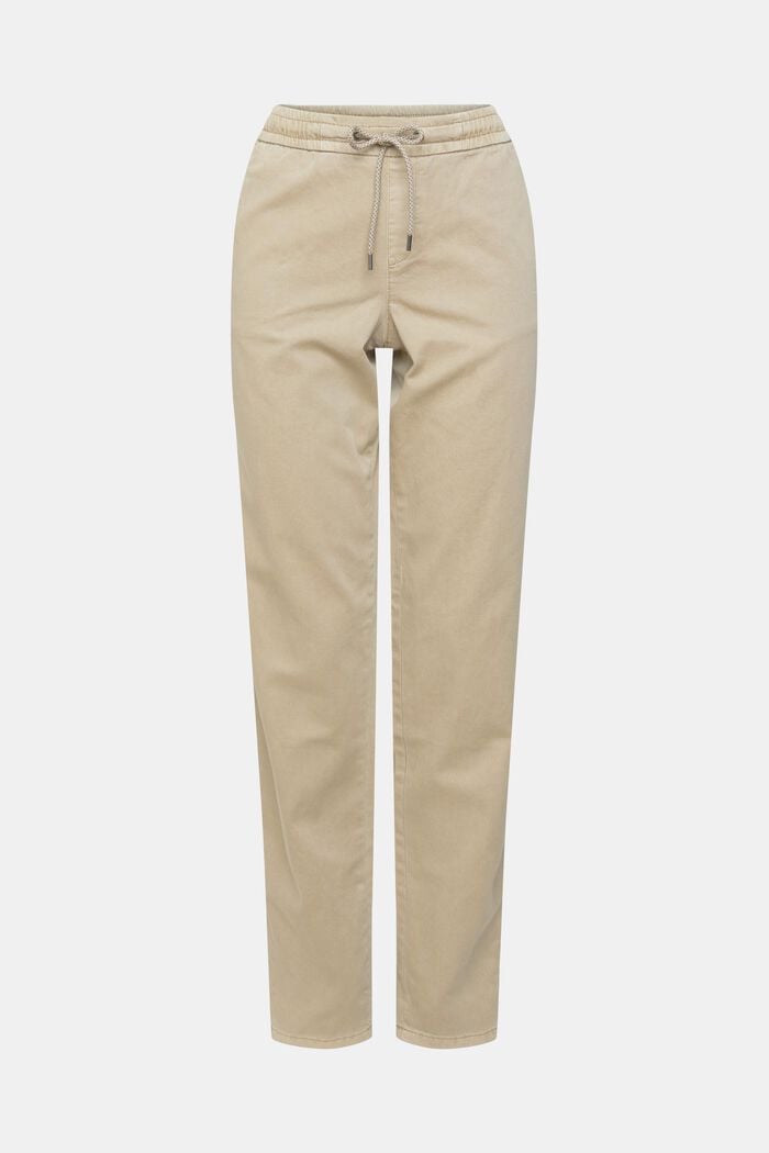 Spodnie z pasem ściąganym sznurkiem z bawełny pima