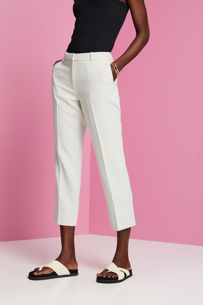Skrócone spodnie w biznesowym stylu, PASTEL GREY, detail image number 0