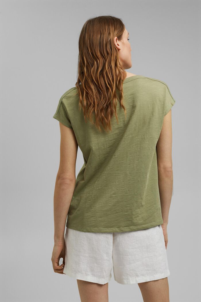 T-shirt z nadrukiem, bawełna organiczna, LIGHT KHAKI, detail image number 3