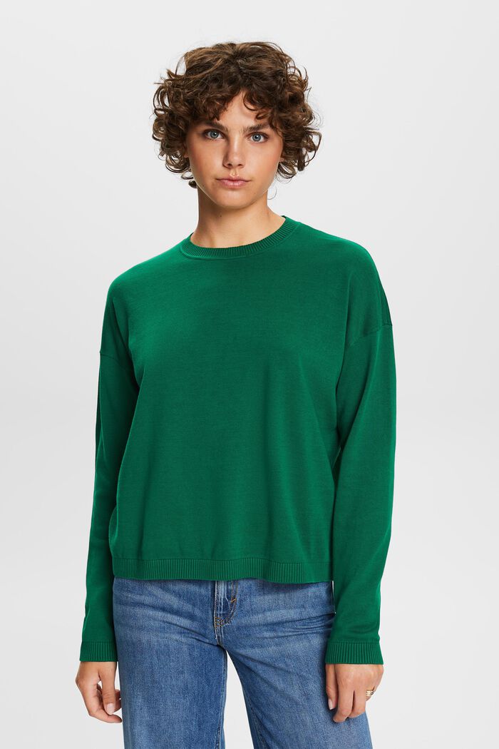 Sweter oversize, 100% bawełny, DARK GREEN, detail image number 0