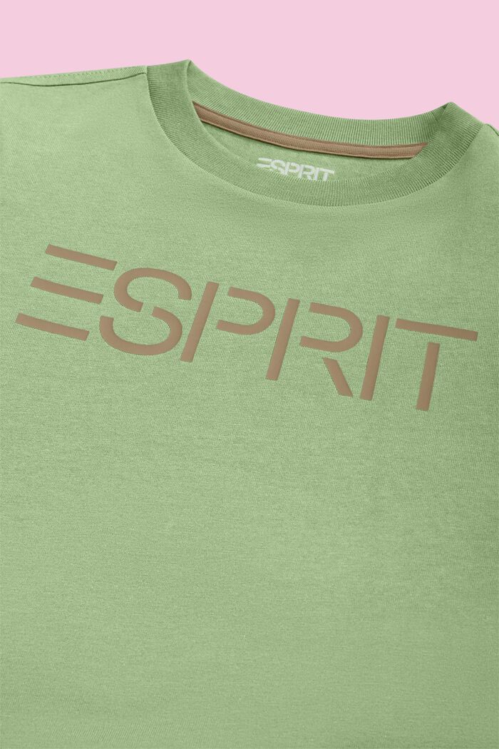 T-shirt z logo z bawełny organicznej, LIGHT GREEN, detail image number 2