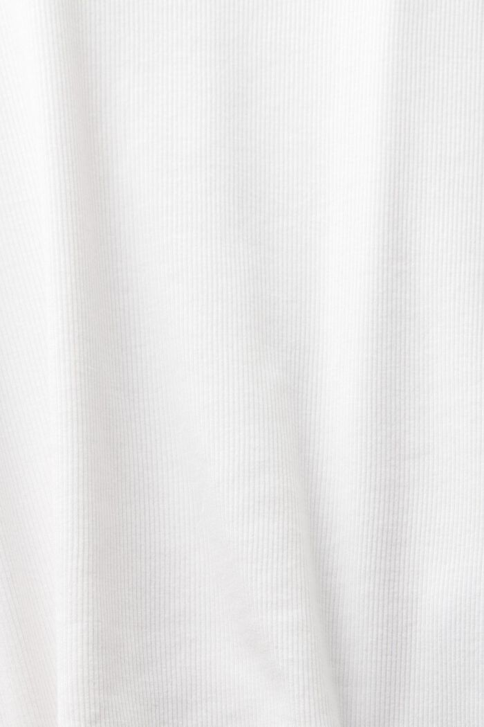 Prążkowany T-shirt z dekoltem w serek, OFF WHITE, detail image number 5