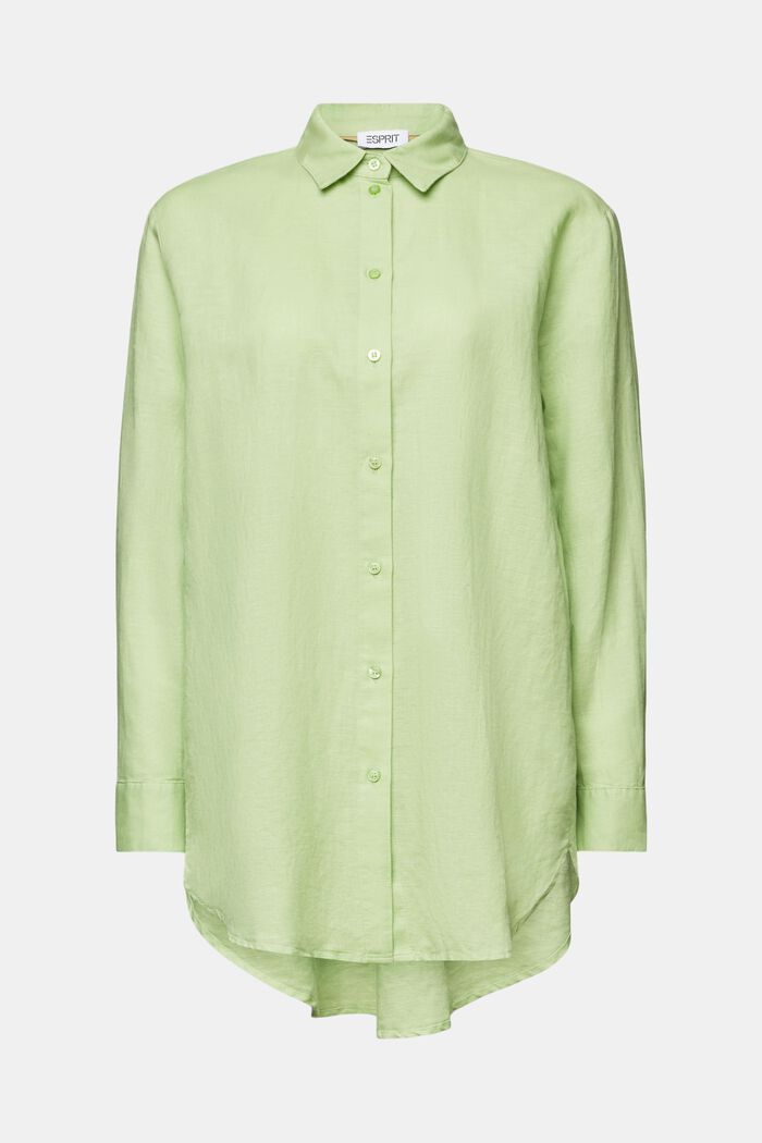 Koszula z bawełny i lnu, LIGHT GREEN, detail image number 5