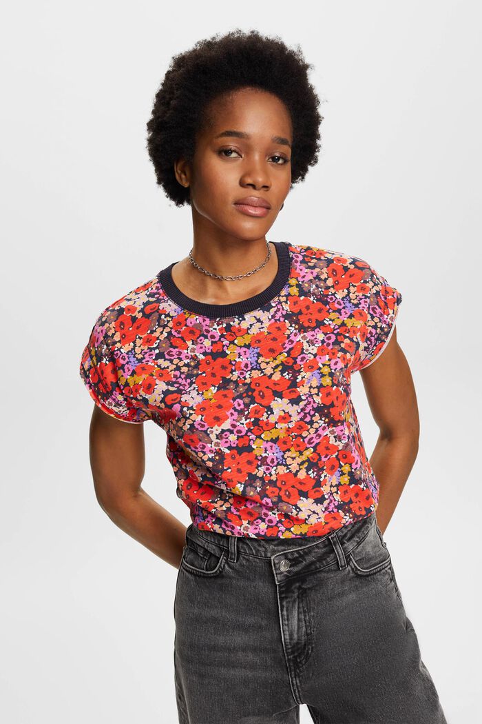 Koszulka bez rękawów z kwiatowym wzorem, NAVY COLORWAY, detail image number 0